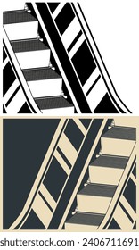 Stylized vector illustration of an escalator stairs close up