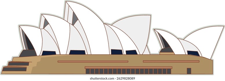 Stilisierte Vektorgrafik eines berühmten architektonischen Wahrzeichens mit fetten Linien und minimalen Farben, die sein einzigartiges Design hervorhebt