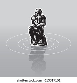 Stylized vector illustration of a famous monument - the statue of the Thinker by Rodin.
The result of auto-trace adapted for easy use.