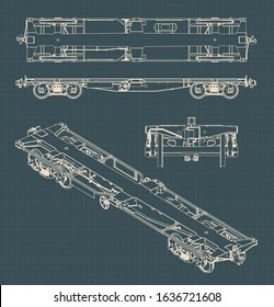 Stylized vector illustration of a Flat wagon blueprints
