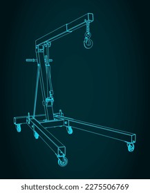 Stylized vector illustration of folding engine crane