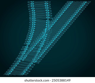 Stylized vector illustration of a fork in the railway tracks