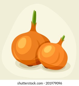 Stylized vector illustration of fresh ripe onions.