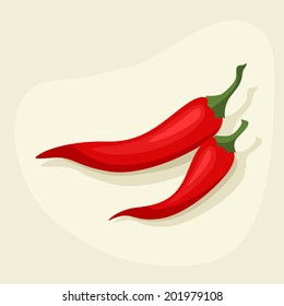 Stylized vector illustration of fresh ripe chili peppers.