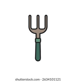 Stylized vector illustration of a garden pitchfork tool
