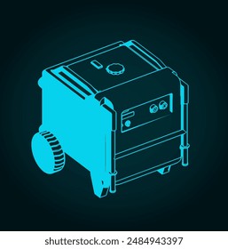 Stylized vector illustration of gasoline generator