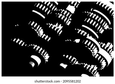 Stylized vector illustration of gearbox mechanisms close up