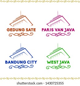 Stylized Vector Illustration of Gedung sate landmark symbol. Historical building in bandung, west java