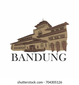Stylized Vector Illustration of Gedung sate landmark symbol. Historical building in bandung, west java
