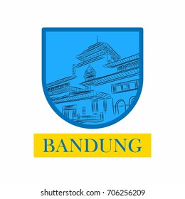 Stylized Vector Illustration of Gedung sate landmark symbol. Historical building in bandung, west java