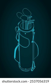 Stylized vector illustration of a golf club set