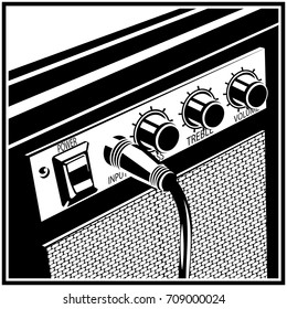 Stylized vector illustration of a guitar amplifier