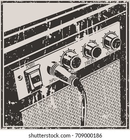 Stylized vector illustration of a guitar amplifier in retro style