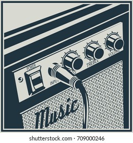 Stylized vector illustration of a guitar amplifier