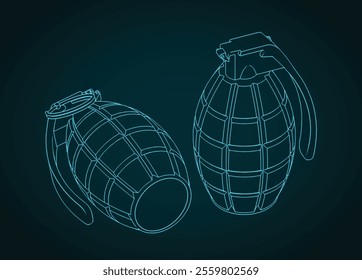 Stylized vector illustration of a hand fragmentation grenade