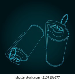 Ilustración vectorial estilizada de bocetos de granadas de mano