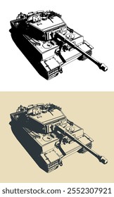 Stylized vector illustration of a heavy German tank from WWII Tiger