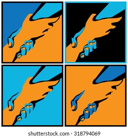 stylized vector illustration of a helping hand