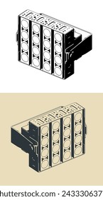 Stylized vector illustration of high intensity LED light for outdoor rated