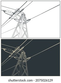 Ilustración vectorial estilizada de una línea de alto voltaje
