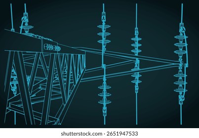 Stylized vector illustration of a high voltage line close up