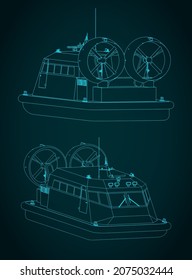 Stylized vector illustration of hovercraft