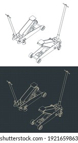 Ilustración vectorial estilizada de un gato hidráulico planos isométricos