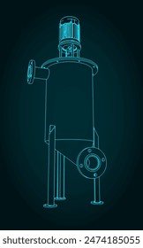Stylized vector illustration of industrial tank mixer