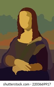 Stylized vector illustration. Interpretation of Leonardo da Vinci's famous painting Mona Lisa