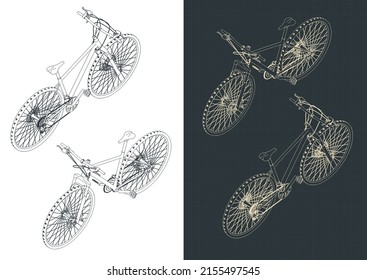 Ilustración vectorial estilizada de dibujos isométricos de la bicicleta de carretera