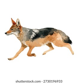Stilisierte Vektorgrafik eines Schakallaufs, perfekt für Tierwelt, Natur und pädagogische Designs. Isolierte Tiergrafik.