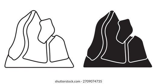 Stylized vector illustration of a jagged mountain range or pile of rocks, suitable for outdoor adventure, hiking, or geological themed design.