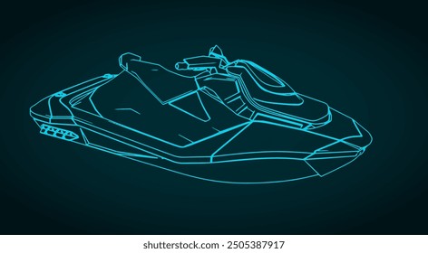 Stylized vector illustration of a jet ski