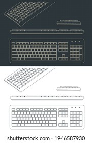 Stylized vector illustration of keyboard drawings