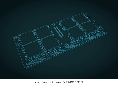 Ilustração vetorial estilizada do módulo RAM do notebook