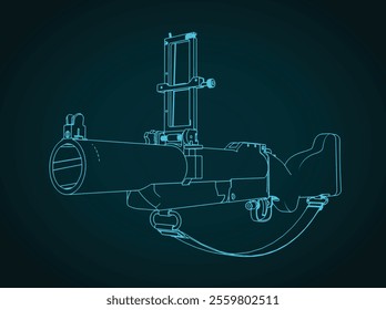 Stylized vector illustration of M79 grenade launcher blueprint