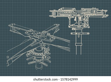 Stylized vector illustration of Main Helicopter Rotor Drawings