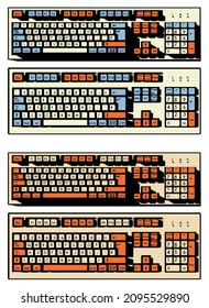 Ilustración vectorial estilizada de un estilo retro de teclado mecánico
