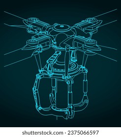 Stylized vector illustration of mechanism of helicopter main rotor