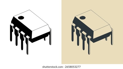 Stylized vector illustration of a microcircuit