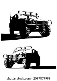 Stylized vector illustration of a military off-road vehicle template