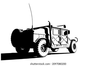 Stylized vector illustration of a military off-road vehicle