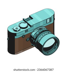 Stylized vector illustration of mirrorless rangefinder camera