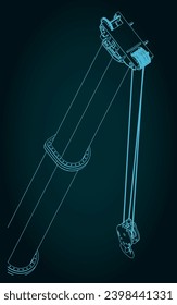 Ilustración vectorial estilizada de la grúa móvil potente de boom telescópico largo de cierre
