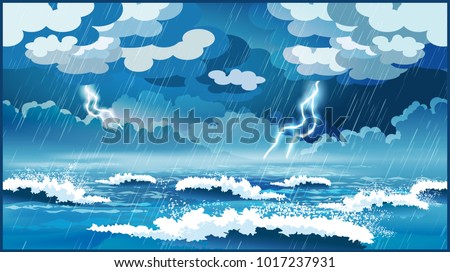 Stylized vector illustration of an ocean during a storm