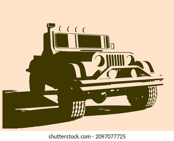 Stylized vector illustration of off-road vehicle