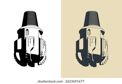 Ilustração vetorial estilizada de uma broca de perfuração de petróleo