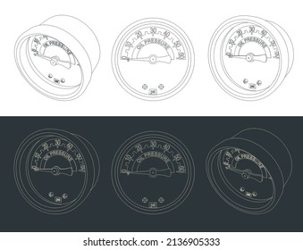 Stylized vector illustration of oil pressure gauge