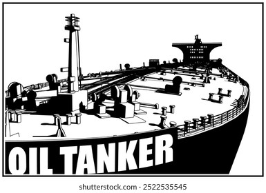 Stylized vector illustration of oil tanker ship close up