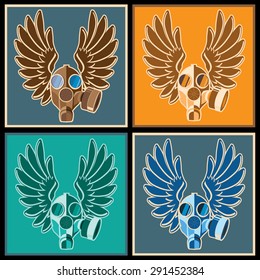 Stylized vector illustration on the militaristic theme. several options of colors